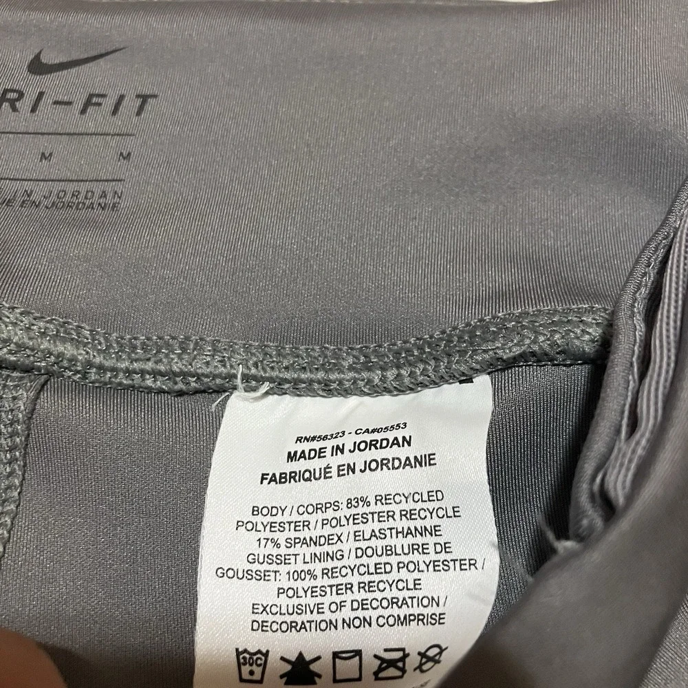 Nike Dri-Fit Womens Size Medium Gray Black Running Stretch‎ Legging Zipper Cuff